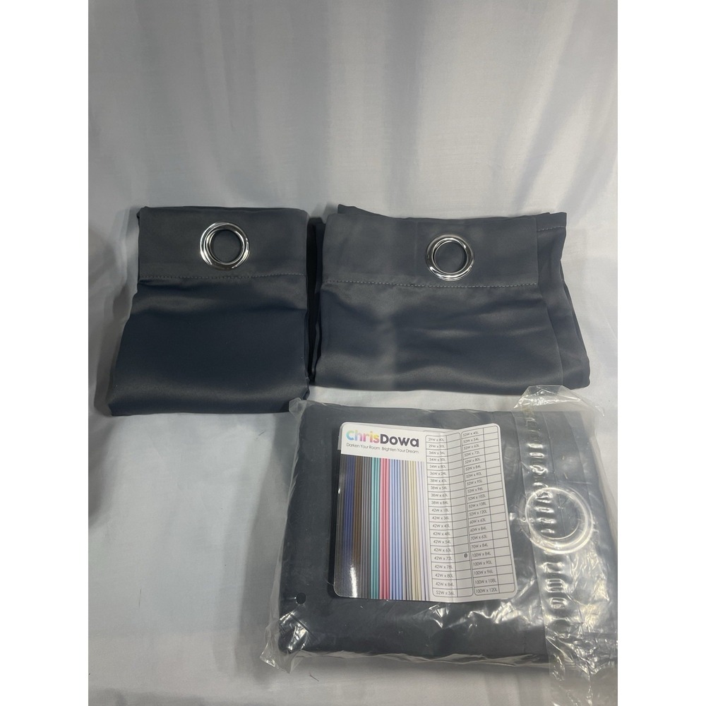 ChrisDowa Blackout Curtain Panels (4) 42W X 72L Grey - Grommet Top Polyester